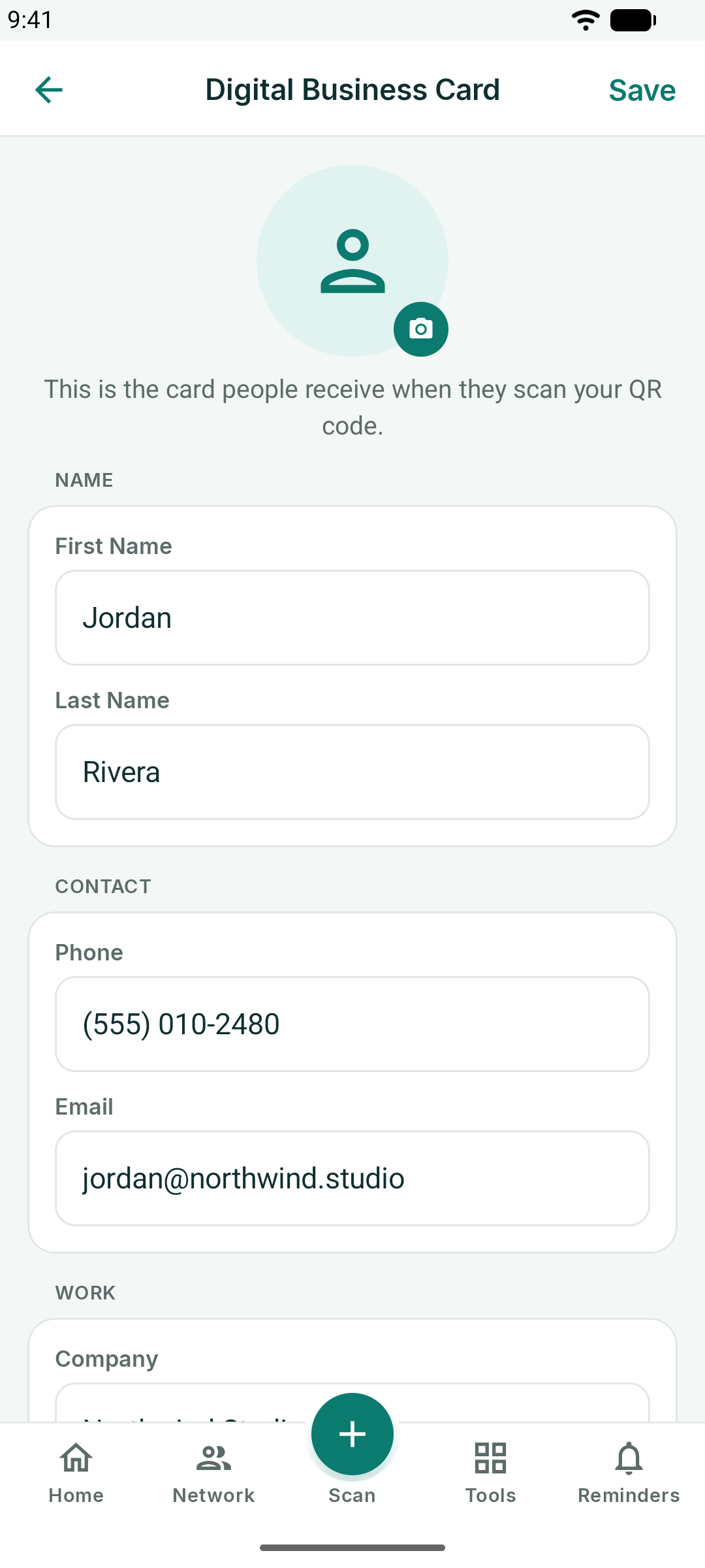 Digital Business Card editor