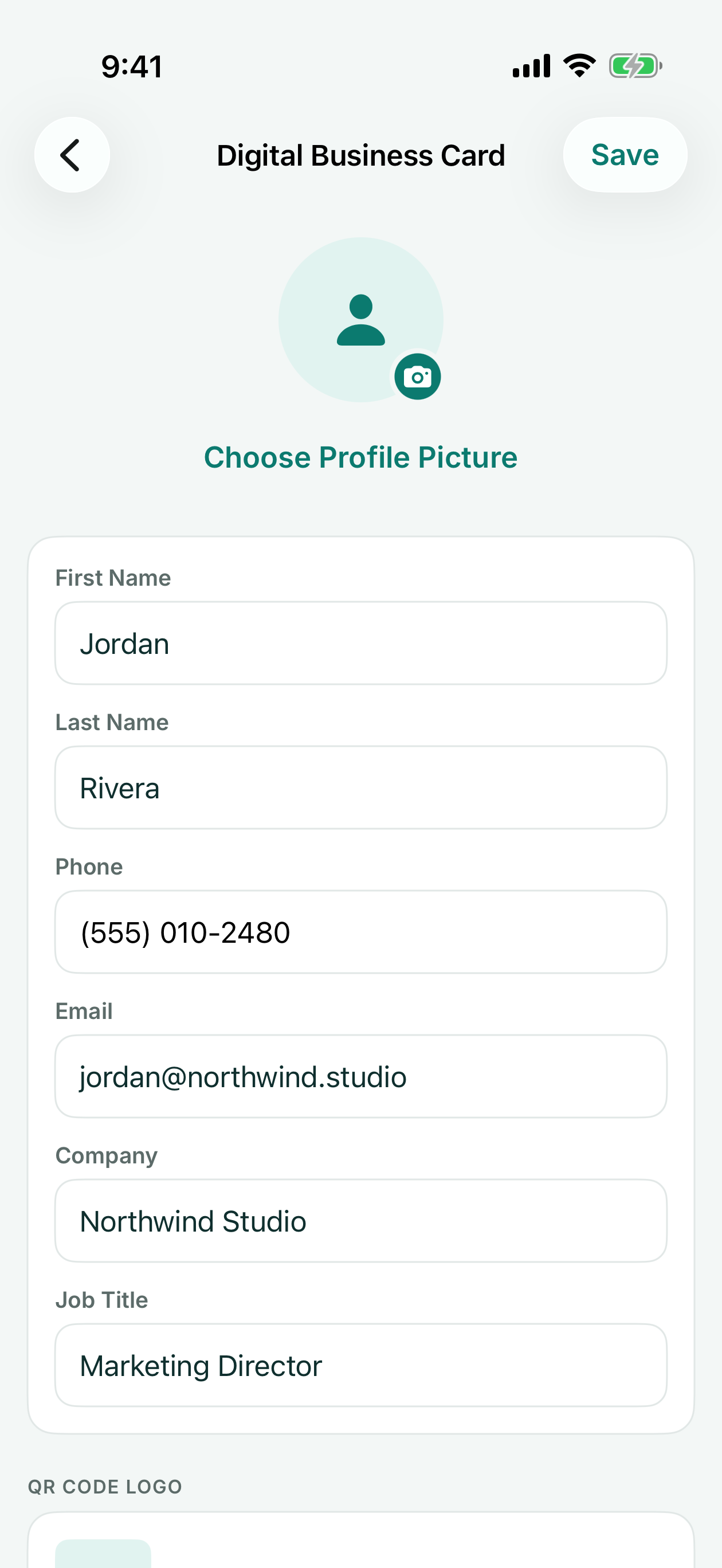 Digital Business Card editor